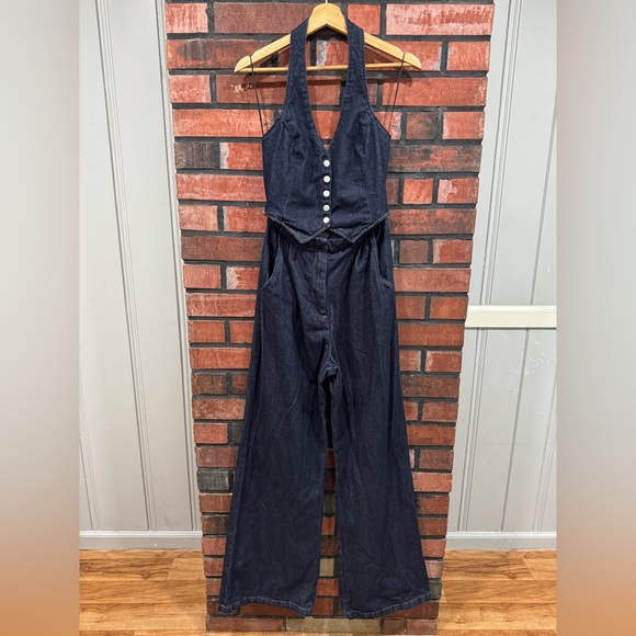 Amanda Uprichard x Revolve Isadore Denim Jumpsuit in Indig - Picture 3 of 16